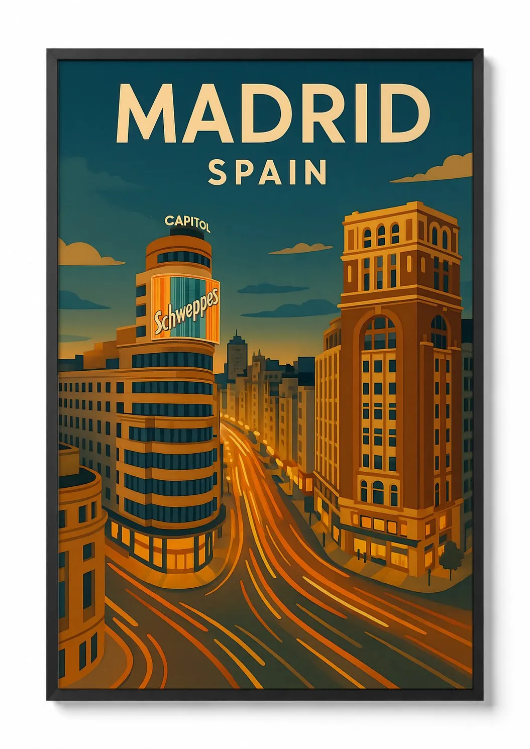 Madrid, Gran Vía — Travel Poster