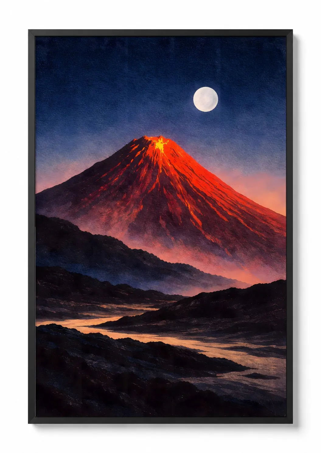 Volcano at Night — Travel Poster